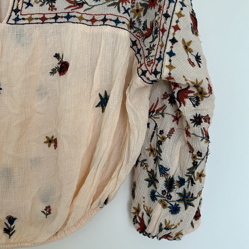 Free People Embroidered Wild Flowers Blouse Size XS - Picture 15 of 15